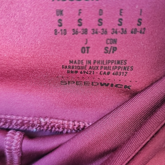 Reebok Active Sport Run Gym Full Length Leggings Burgundy Size S - Picture 4 of 5